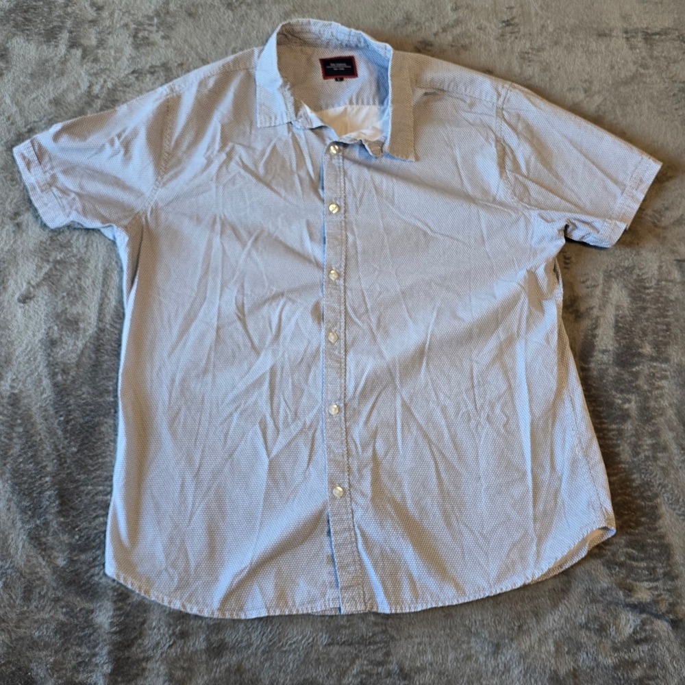 Six Lincoln New York Men Shirt Small Blue Anchor Print Long Sleeve Cotton Casual